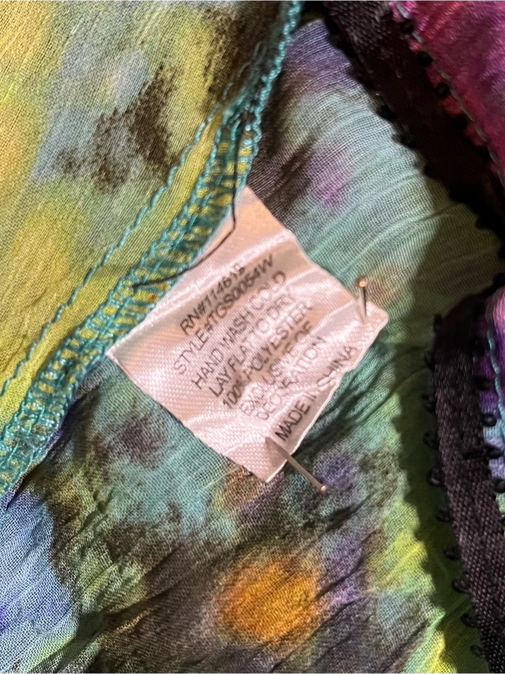 MUSHKA by SIENNA ROSE SHEER PURPLE & MULTICOLOR ABSTRACT TIE-DYE PLUS SIZE TOP - Picture 12 of 12
